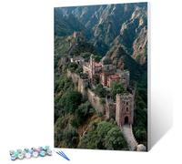 Paisaje Pintar por Numeros Adultos con Marco, Gran Muralla Pintar por Numeros Manualidades Adultos, DIY Paint by Numbers kits con Pinceles y Pinturas Acrílicas, Regalos Niñas, 90x110cm 9-7127
