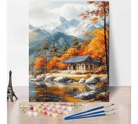 Paisaje Pintar por Numeros Adultos JapóN Cuadros para Pintar por Numeros, DIY Kit de Pintura al óLeo de Lienzo para con Pinceles Pigmento Acrílico Sin Marco, Decoracion Hogar, Regalo 40x50cm -XY13E