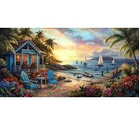 Paisaje Pintar Por Numeros Adultos NiñOs Kits, Mar Pintura Por NúMeros Kit Completo De Cuadro Sobre Lienzo Con Pintura Acrilica, Decoracion Hogar Para SalóN, Dormitorio, Sin Marco 60x120cm U-475