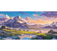 Paisaje Pintar Por Numeros Adultos NiñOs Kits, Montaña Pintura Por NúMeros Kit Completo De Cuadro Sobre Lienzo Con Pintura Acrilica, Decoracion Hogar Para SalóN, Dormitorio, Sin Marco 100x200cm U-479
