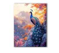 Paisaje Pintar por Numeros Adultos Pavo real DIY Pintar por Numeros con Marco 50x70cm Manualidades Adultos, Paint by Numbers Adult con 3 Pinceles y Pigmento Acrílico, Home Wall Room Decor 0R-362