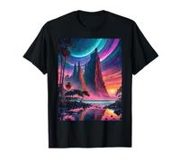 Paisaje Playa Tropical Planeta Alien Cósmico Fantasy Sci-Fi Camiseta