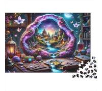Paisaje Portal Fantasía Rompecabezas 1000 Piezas Adultos Portal Mágico Pueblo Pociones Libros Premium Grueso Resistente Vibrante Difícil Alivio Estrés Regalo Familiar 38x26cm/1000pcs