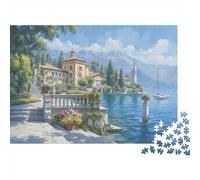 Paisaje Pueblo Junto al Lago Puzzle de 1000 Piezas Papel para Adultos Vista Natural Relajante Decoración Regalo 38x26cm/1000pcs
