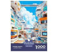 Paisaje Puzle 1000 Piezas Future City - Arte Mural para Salón U Oficina, Impresión Vívida, Antiestrés, Póster Incluido, 70x50cm/1000pcs