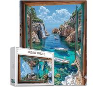 Paisaje Puzzle 4000 Piezas Adultos, Puzzle Fuera de la ventana Patrón Diseño, Jigsaw Adultos, 5D DIY Artesanía Familia Actividades con Embalaje de Caja de Regalo, Regalo Mujer Hombre 141x87cm,Model574