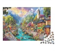 Paisaje Rural 1000 Piezas Paper Rompecabezas Vista al Río para Adultos Puzzle Cartón Grueso Decoración Descompresión 52x38cm/1000pcs