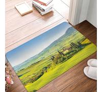 Paisaje rural de cipreses a lo largo del camino hacia la antigua casa de campo con viñedo. Alfombra de entrada duradera y suave, alfombra de bienvenida, suela de goma para interiores y exteriores, 16