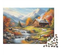Paisaje Rural Puzzle de Papel 1000 Piezas para Adultos Cartón Grueso Escena Montaña Decoración de Pared 38x26cm/1000pcs