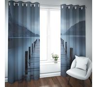 Paisaje Sereno y Brumoso Cortinas Opacas con Vistas al Lago Cortinas Que bloquean la luz Cortinas térmicas aisladas para Reducir el Ruido con Rellenos Microfibra 2 Paneles (W175xL180cm Cada uno)