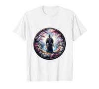 Paisaje Tradicional japonés, Flor de Cerezo, Samurai Camiseta gráfica económica, Hombre, Blanco, L