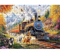 Paisaje Tren-2 Puzzle 5000 Piezas Adultos, Rompecabezas con Letras en la Parte Posterior - Piezas Que Encajan Perfectamente, Reto de Concentración, Regalo para Mujer y Decor, 156.5 x 105.5 cm w0-395