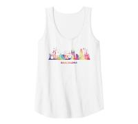 Paisaje Urbano Colorido de Barcelona Camiseta sin Mangas, Mujer, Blanco, L
