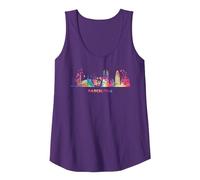 Paisaje Urbano Colorido de Barcelona Camiseta sin Mangas, Mujer, Morado, XL