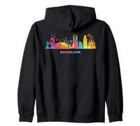 Paisaje Urbano Colorido de Barcelona Sudadera con Capucha