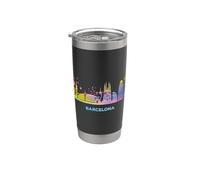 Paisaje urbano colorido de Barcelona Vaso térmico de acero inoxidable de doble pared