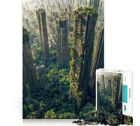 Paisaje Urbano Cubierto de vegetación la Naturaleza reclama Las ruinas urbanas Rompecabezas para Adolescentes de 1000 Piezas Juguete Intelectual para divertirse en Interiores Corte de Calidad Regalo