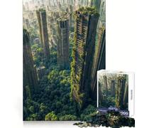 Paisaje Urbano Cubierto de vegetación la Naturaleza reclama Las ruinas urbanas Rompecabezas para Adultos de 1000 Piezas Mejora la Memoria Ocio Diversión Bordes precisos Un Regalo Encantador (38x52cm)