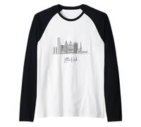 Paisaje urbano de Little Rock Arkansas Skyline US Travel Souvenirs Camiseta Manga Raglan