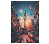 Paisaje urbano de Londres Puzzle para adultos, 1000 piezas, tablero reciclado de alta calidad para aprender, juguetes educativos, juegos familiares, puzzle de madera para niños (78 x 53 cm)