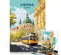 Paisaje Urbano de Viena,Austria,con tranvía Rompecabezas de 1000 Piezas Diversión para ejercitar la Memoria Bordes Lisos Encaje Forma Divertida de llenar Las Horas Libres (38x26cm)