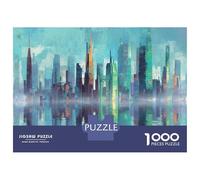 Paisaje Urbano Futurista Puzzle 1000 Piezas De Madera para Hombres Mujeres Mayores Arte Puzzles Adultos Juguetes 70x50cm/1000pcs