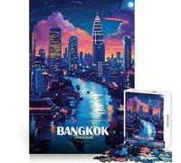 Paisaje Urbano Nocturno de Bangkok, Tailandia, para adultosRompecabezas de 1000 piezasDesarrollo mentalRequiere un Trato amableDiseño sólidoRegalo Elegante de Navidad (50x75cm)