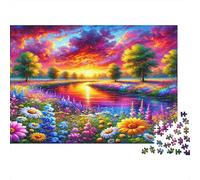 Paisaje Vibrante del Atardecer Puzzle 1000 Piezas Papel Reciclado para Adultos Puzzle para Adultos Juego Familiar Divertido desafiante Excelente Idea de Regalo para Mujeres y Regalos para Hombres