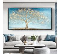 Paisajes abstractos modernos sobre lienzo. Cuadros de árboles dorados para la decoración del hogar en la sala de estar. Impresiones artísticas en lienzo (70x140cm/sin marco).