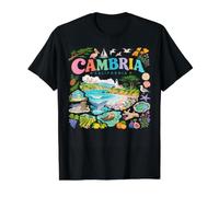 Paisajes costeros de California Diseño de Collage de Naturaleza Camiseta gráfica económica, Hombre, Negro, L