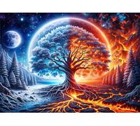 Paisajes de Hielo y Fuego - Puzle de 2000 Piezas - Rompecabezas DIY Pintura, Entretenimiento Creativo, para Adultos Mayores de 14 años Decoración del Hogar