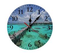Paisajes De Las Maldivas Redondo Relojes De Pared Silencioso Reloj Decorativo Fácil De Leer Reloj Redondo para Cocina Escuela Casa 25Cm