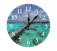 Paisajes De Las Maldivas Relojes De Pared Moderno Reloj De Cuarzo Fácil De Leer Reloj Redondo para Oficina Dormitorio Colegio 25Cm