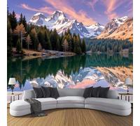 paisajes naturales Flores sobre Fondo de Morado claro, Papel Pintado Fotográfico - 250 x 175 cm, Seda Premium Mural Decorativo Bosques, montañas y ríos para Dormitorio o Salón