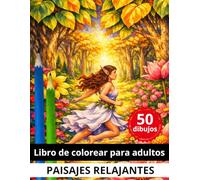 Paisajes Relajantes: Libro de colorear para adultos. 50 Dibujos para calmar la mente. Criaturas fantásticas, flores y animales.