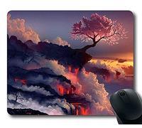 Paisajes Rocas de Lava Mar Árboles de Humo Diseño Personalizado Rectángulo Personalizado Alfombrilla de ratón Oblong Gaming Mouse Pad