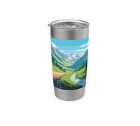 Paisajístico Montaña Valle Arroyo Diseño Naturaleza Arte Al Aire Libre Vaso térmico de acero inoxidable de doble pared