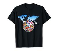Países Banderas niñas, mapas del Mundo niños, mapas del Mundo niños. Camiseta gráfica económica