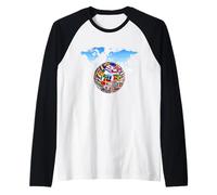 Países Banderas niñas, mapas del Mundo niños, mapas del Mundo niños. Camiseta Manga Raglan