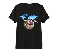 Países Banderas niñas, mapas del Mundo niños, mapas del Mundo niños. Camiseta Premium