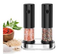 PAISHENKEJI Molinillo Pimienta Electrico: Juego de Molinillo Eléctrico de Sal y Pimienta con Base, Automática Molinillo Especias Electrico con Luz LED Blanca y Grosor Ajustable