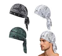Paisley Cooling Headscarf Cap Set, Breathable Motorcycle Pirate Head Wrap Safety Helmet Liner, Elastic Fit, Men Women (3PCS-c)