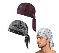 Paisley Cooling Headscarf Cap Set, Breathable Motorcycle Pirate Head Wrap Safety Helmet Liner, Elastic Fit, Men Women (2PCS-c)