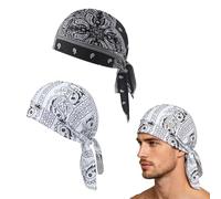 Paisley Cooling Headscarf Cap Set, Breathable Motorcycle Pirate Head Wrap Safety Helmet Liner, Elastic Fit, Men Women (2PCS-a)