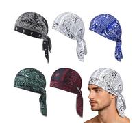 Paisley Cooling Headscarf Cap Set, Breathable Motorcycle Pirate Head Wrap Safety Helmet Liner, Elastic Fit, Men Women (5PCS)