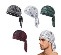 Paisley Cooling Headscarf Cap Set, Breathable Motorcycle Pirate Head Wrap Safety Helmet Liner, Elastic Fit, Men Women (4PCS-c)