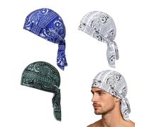 Paisley Cooling Headscarf Cap Set, Breathable Motorcycle Pirate Head Wrap Safety Helmet Liner, Elastic Fit, Men Women (3PCS-e)