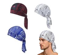 Paisley Cooling Headscarf Cap Set, Breathable Motorcycle Pirate Head Wrap Safety Helmet Liner, Elastic Fit, Men Women (3PCS-d)