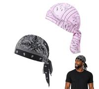 Paisley Cooling Headscarf Cap Set - Breathable Sweat-Wicking Bandana for Men, Motorcycle Helmet Liner Outdoor Sports and Cooling Head Scarf (2ps N)