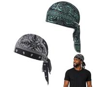 Paisley Cooling Headscarf Cap Set - Breathable Sweat-Wicking Bandana for Men, Motorcycle Helmet Liner Outdoor Sports and Cooling Head Scarf (2ps I)